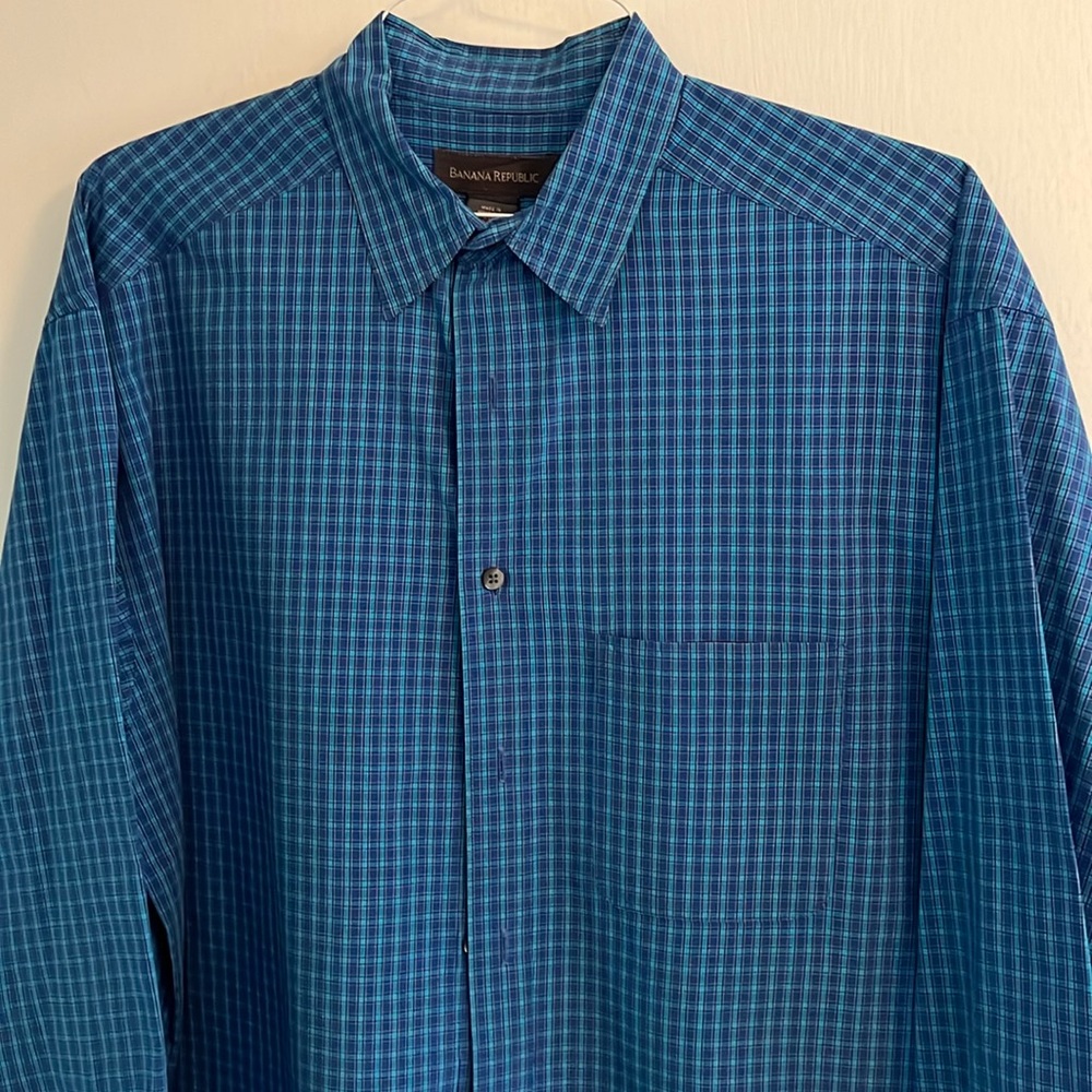Men’s Large small plaid shirt. Banana Republic
